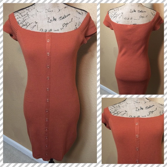 silence + noise Dresses & Skirts - Ribbed Bodycon Cap Sleeve Dress